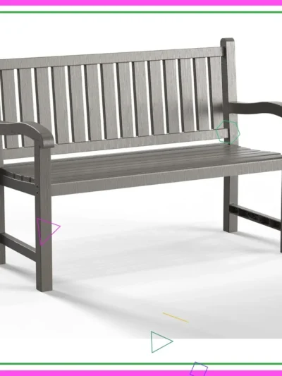 Waterproof Outdoor Bench, 2-Person Garden Patio Furniture with Ergonomic Design for Porch Deck Park