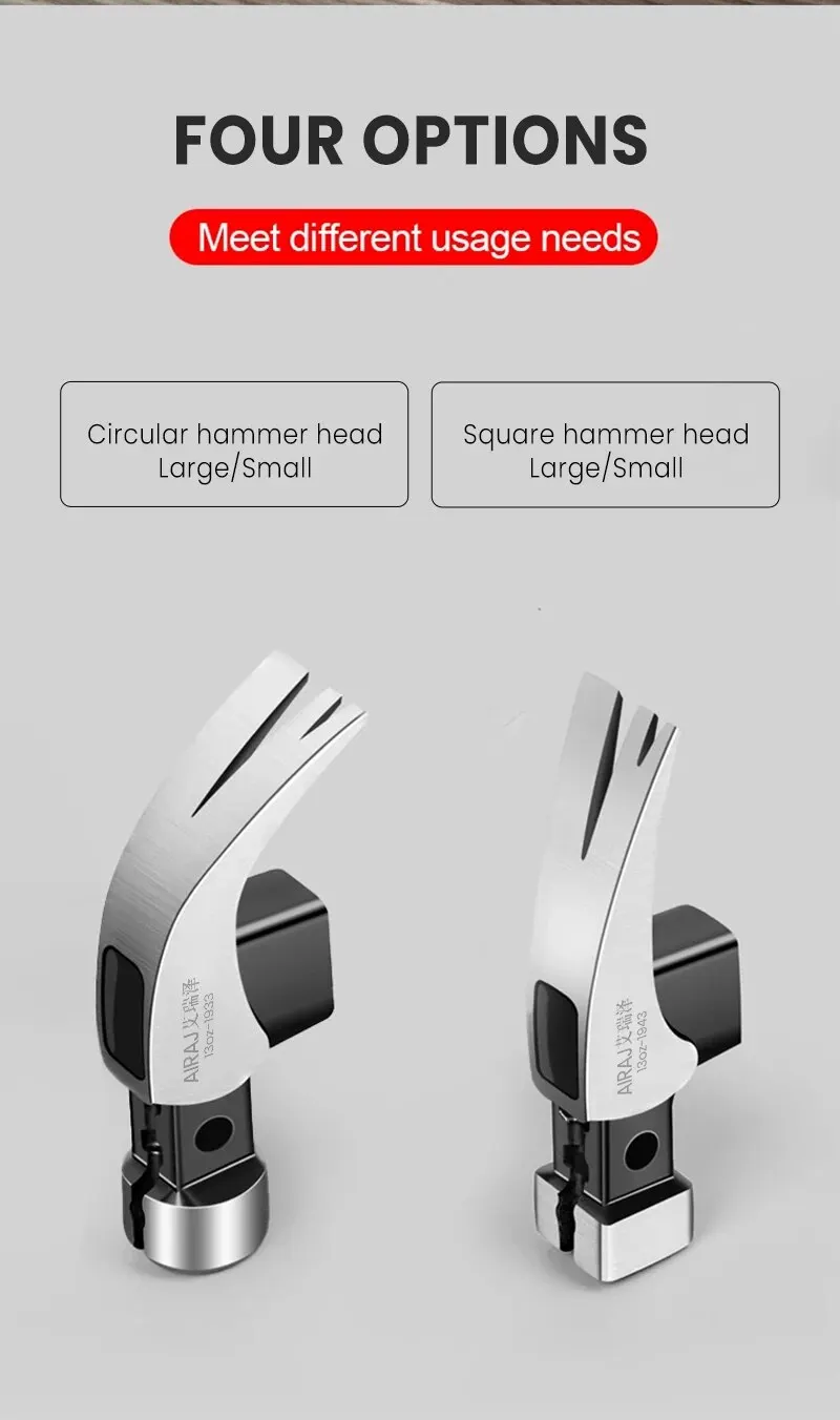 AIRAJ Multifunctional Sheep Horn Hammer Industrial Grade Decoration Household Hammer Wrapped with Glue Non Slip Hardware Tool - Image 16