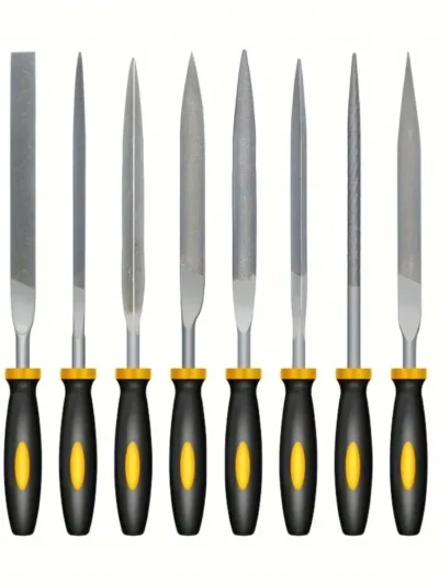 Premium Needle File Set - High-Carbon Steel Files with Non-Slip Ergonomic Handles for Precise Filing on Wood, Plastic, Model