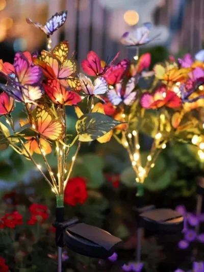 Solar Simulation Colorful Butterfly LED Lawn Lamp Landscape Garden Sunmer Lights Outdoor
