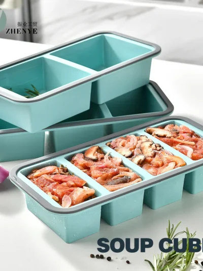 New Freeze Preservation Mold Giant Large Silicone Ice Cube Tray Mold with Lid Food Storage Container Baking Mold Kitchen Tools