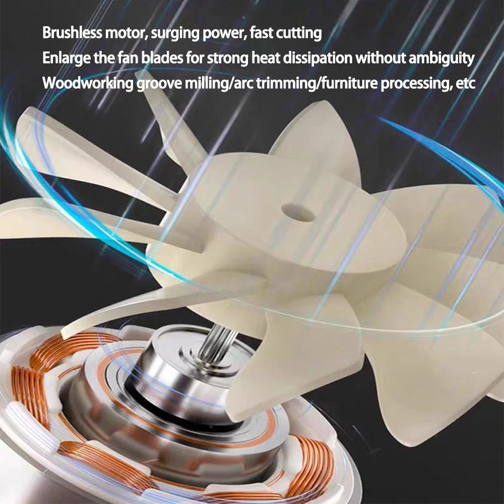 Brushless Electric Trimmer Woodworking Trimming Machine Wood Router Milling Engraving Slotting Machine Fit Dewalt 18V Battery - Image 2