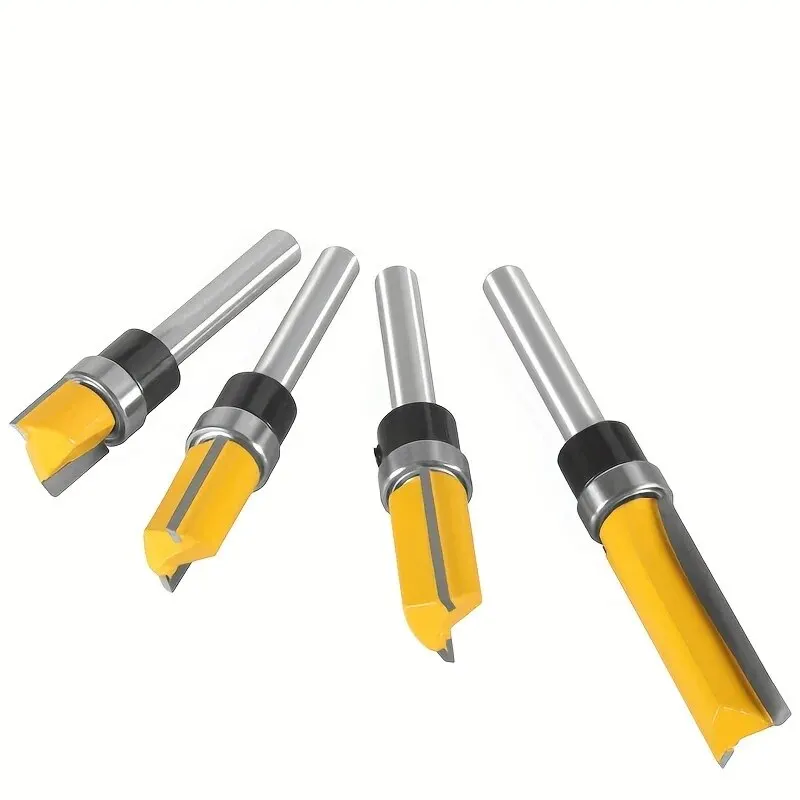 4pcs,1/4-Inch Shank Bearing Guided Pattern Router Bit - Woodworking Edge Trimming Tool with Double-Edged Straight Cutter - Image 5