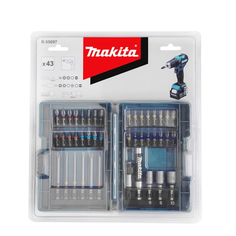 Makita B-55697 Electric Screwdriver Bits Set 43Pcs Colour Coded Cross Flower Type Hexagon Socket Bit Power Tool Attachments - Image 5