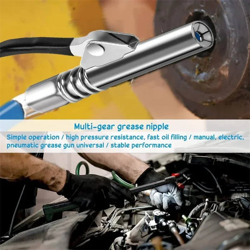 10000PSI Grease Gun Coupler Oil Pump Quick Release Grease Nozzle Injector Lubricating Oil Grease Gun Car Auto Repair Tool - Image 12