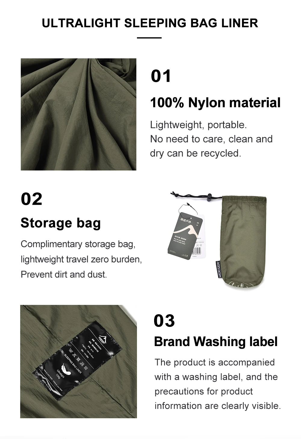 Outdoor Camping Sleeping Bag Liner Ultralight Mummy Sleeping Bag Backpack Liner Single Person Travel Sleeping Bag - Image 12