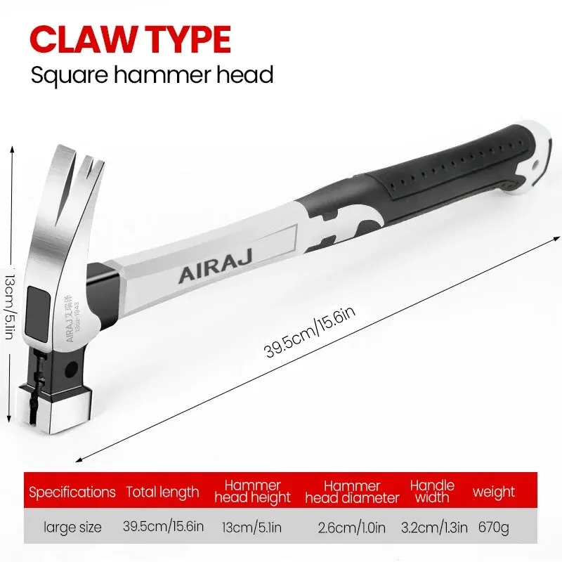 AIRAJ Multifunctional Sheep Horn Hammer Industrial Grade Decoration Household Hammer Wrapped with Glue Non Slip Hardware Tool - Image 10