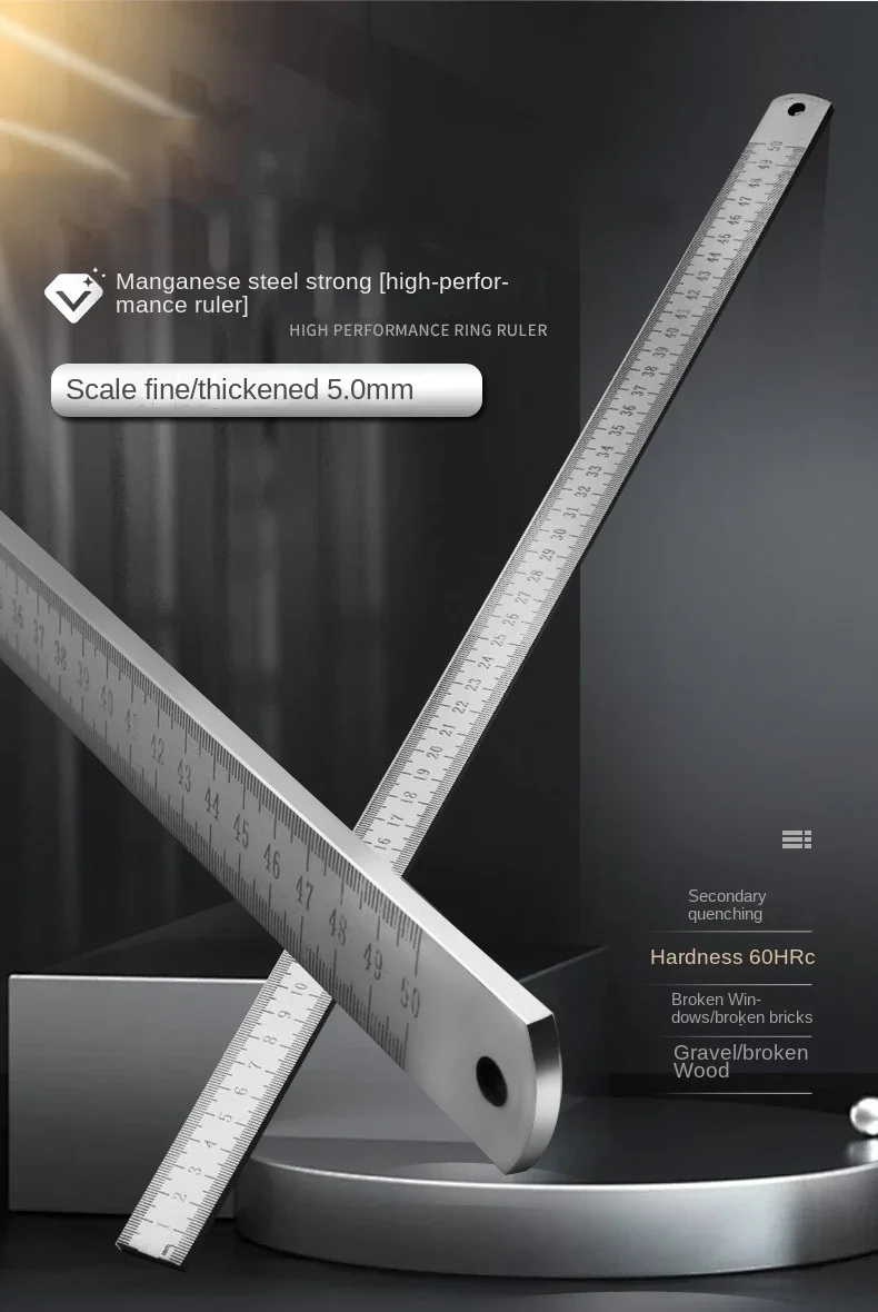 Engineered for Emergencies: 50cm Stainless Steel Ruler with Hardened Tip for Measurement & Window-Breaking - Image 8