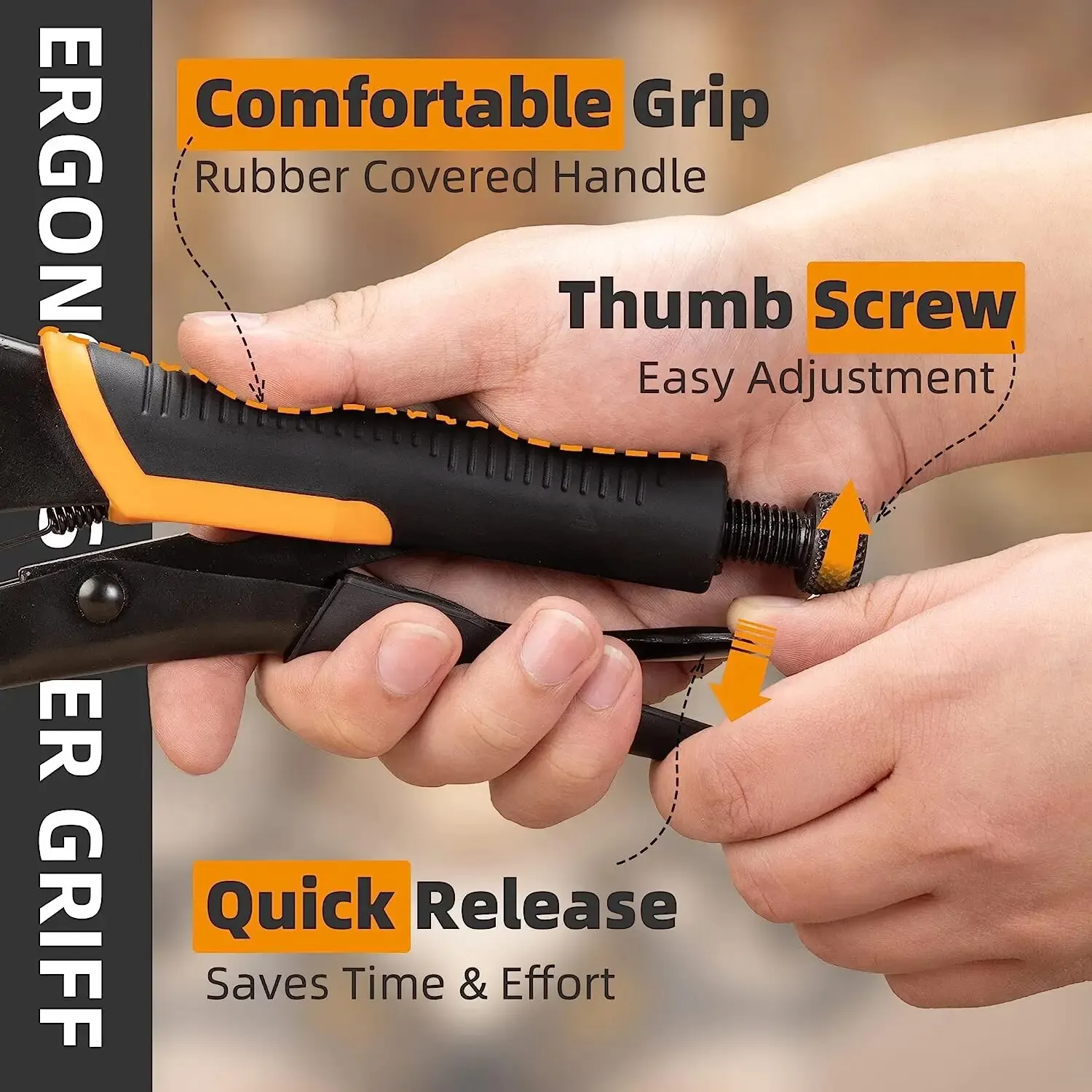 TOLESA 6" C Clamp 3PCS Metal Face Clamp Locking Plier with Flat Swivel Pads for Woodworking Pocket Hole Joinery Cabinet Carpentr - Image 3