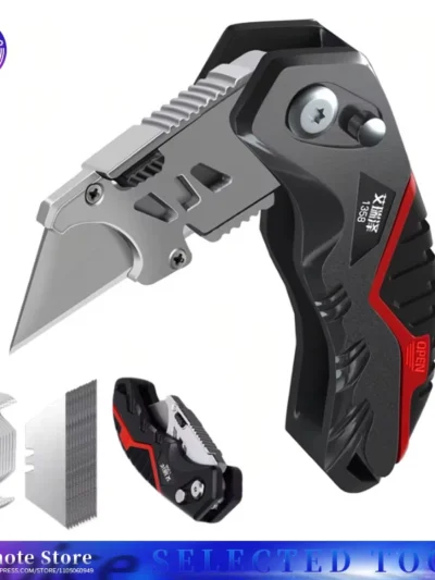 Folding Utility Knife Replaceable Blade Cutter for Cable Cartons Cardboard Boxes Sharp Durable with Safety Lock Easy Blade Chang