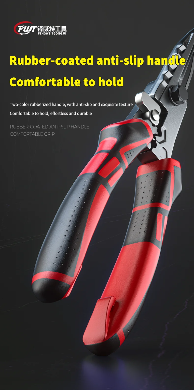 Multi-Functional Electrician Scissors, Crimping Wire Cutting Tool with Wrench Function for Metal Sheet and Cable Cutting - Image 9