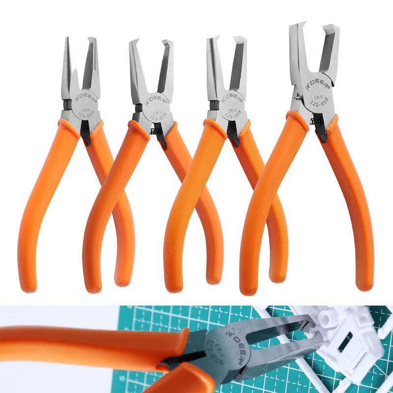 Hand Tool 90-Degree Flush Cutters, CR-V Steel | Precision Sprue & Burr Trimmer for Plastic/Models | 4/6/8/10mm Capacity