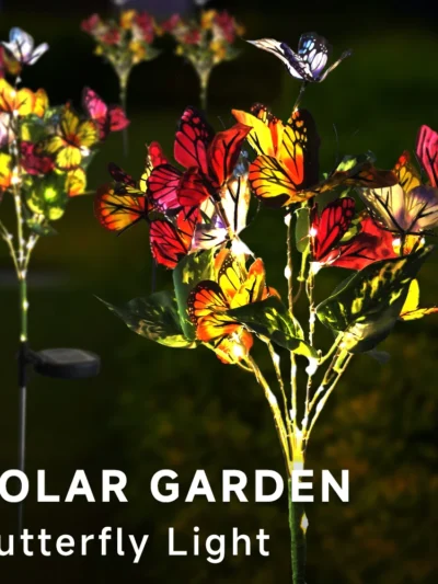 Solar Garden Lights Outdoor Waterproof Decorative Lights Butterfly Flower Lamp Landscape Courtyard Lights Yard Patio Lawn Decor