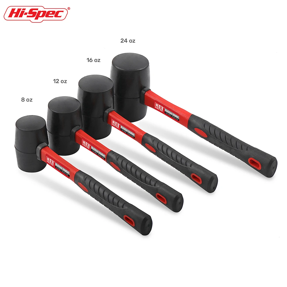 Hi-Spec Double Face Rubber Hammer, Heavy Duty Mallet with Insulated Hand Tool & Anti-Slip Grip for Installation/DIY (8/16/24 Oz) - Image 12