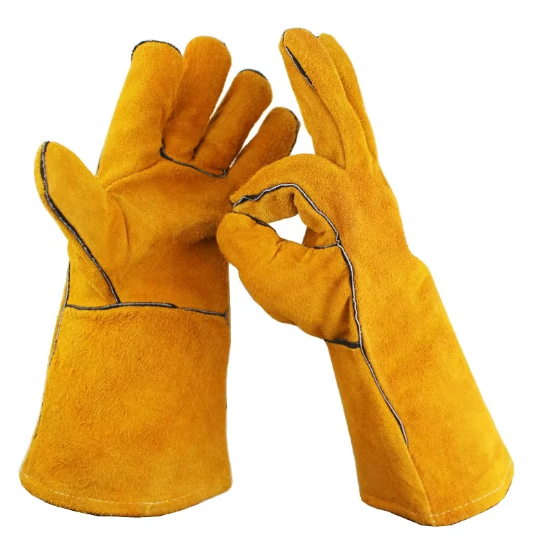 Personal Protective Mittens Flower Arrangement Gloves Cowhide Split Leather Welding High Performance Gardening Gloves - Image 6