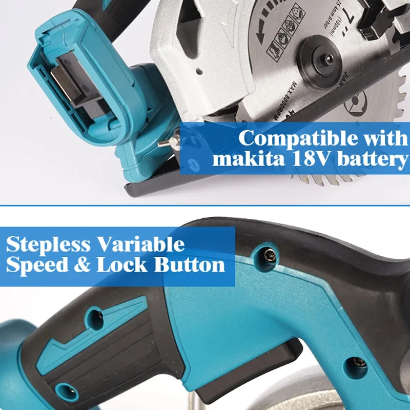 Brushless 5 Inch 125mm Electric Circular Saw Cordless 0-45° Adjustbale Woodworking Cutting Power Tool For Makita 18V Battery - Image 4