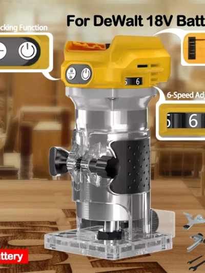 Brushless Electric Trimmer Woodworking Trimming Machine Wood Router Milling Engraving Slotting Machine Fit Dewalt 18V Battery