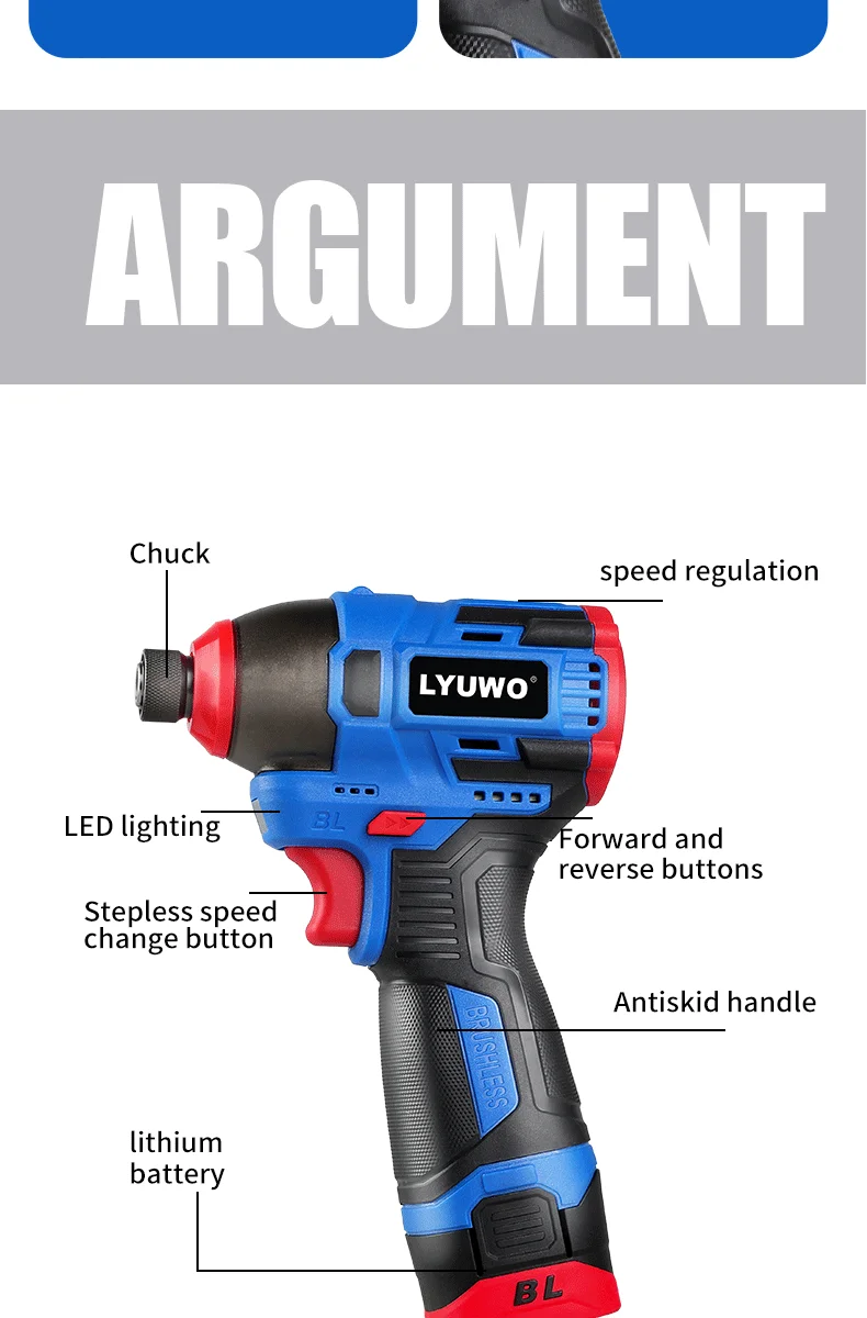 LYUWO Brushless 16V Electric Screwdriver With a Large Torque Of 160N. M, Impact Type Cordless Drill, Household Multi-functiona - Image 22