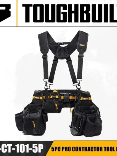TOUGHBUILT TB-CT-101-5P 5pc Pro Contractor Tool Belt Set Waist Bag Belt Shoulder Strap Power Tool Accessories