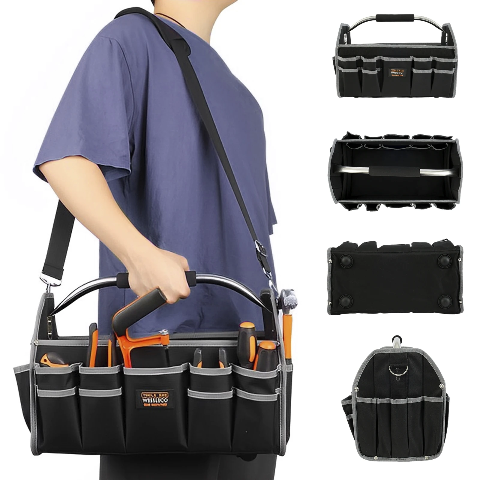 Carpenter Tool kit Large Capacity Tool Bag Hardware Organizer Crossbody Belt Men Travel Bag Handbag Backpack Spanner Electrician - Image 7