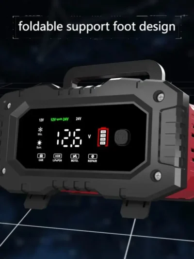 FOXSUR 20A/10A Car Motorcycle Battery Charger 12V/24V Smart Charger Lithium AGM GEL Lead-Acid LiFePO4 Battery Chargers