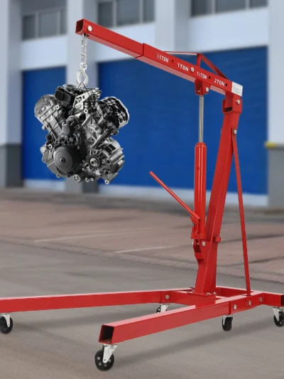 2 Ton Engine Hoist Folding Cherry Picker Hydraulic Engine Crane with 6 Caster Wheels 4409lbs Heavy Duty Shop Crane Lifter