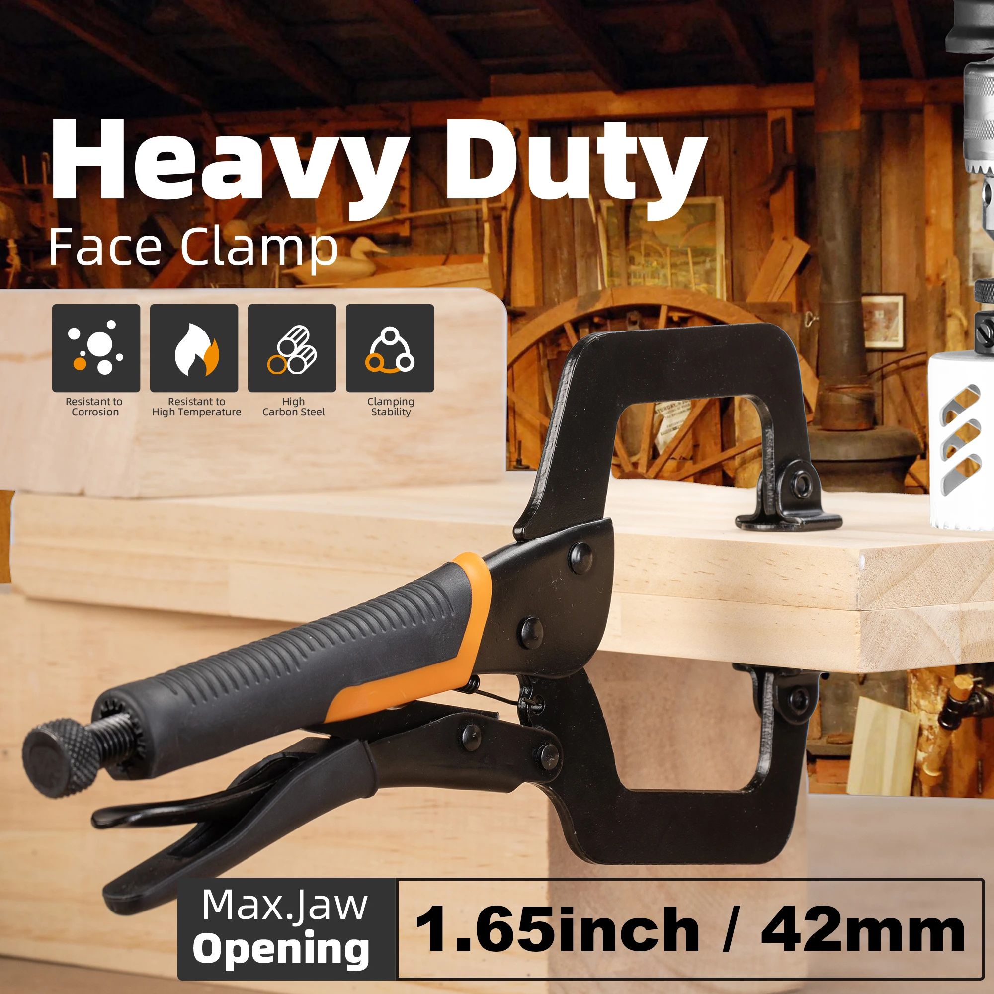 TOLESA 6" C Clamp 3PCS Metal Face Clamp Locking Plier with Flat Swivel Pads for Woodworking Pocket Hole Joinery Cabinet Carpentr - Image 4