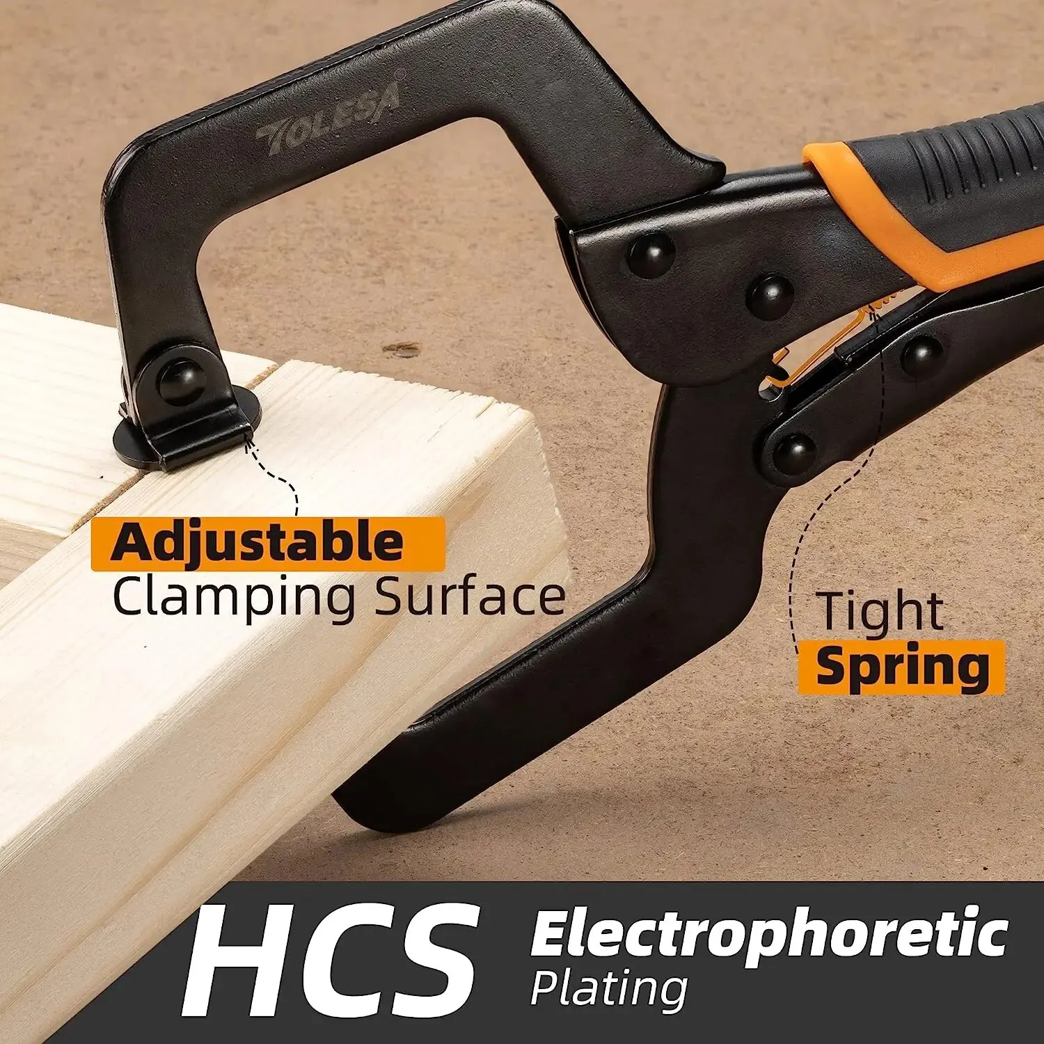 TOLESA 6" C Clamp 3PCS Metal Face Clamp Locking Plier with Flat Swivel Pads for Woodworking Pocket Hole Joinery Cabinet Carpentr - Image 5