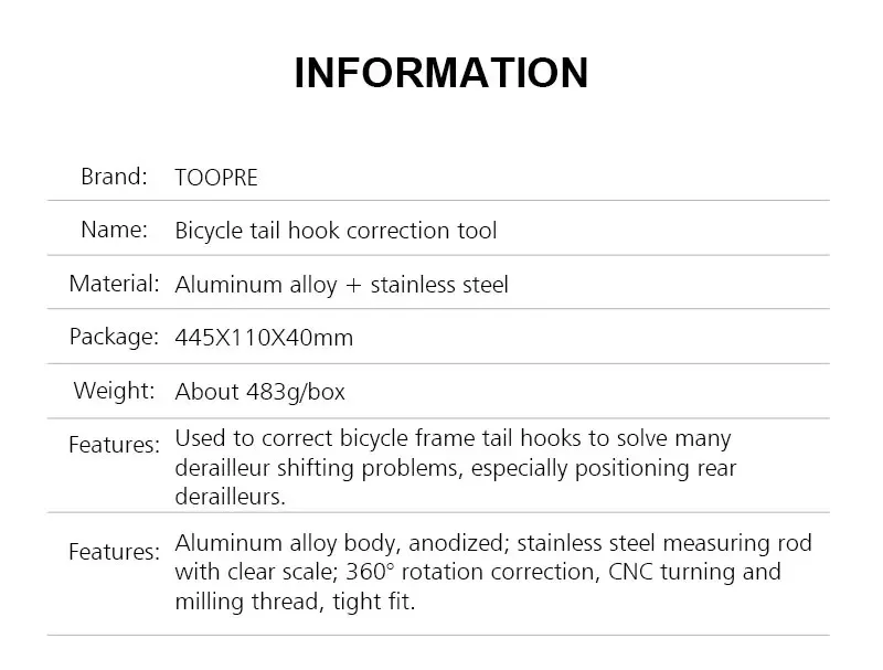 TOOPRE Bicycle Derailleur Hanger Alignment Gauge Professional Tool Measure Straighten Dropout Repair Tools For MTB Road Bike - Image 10