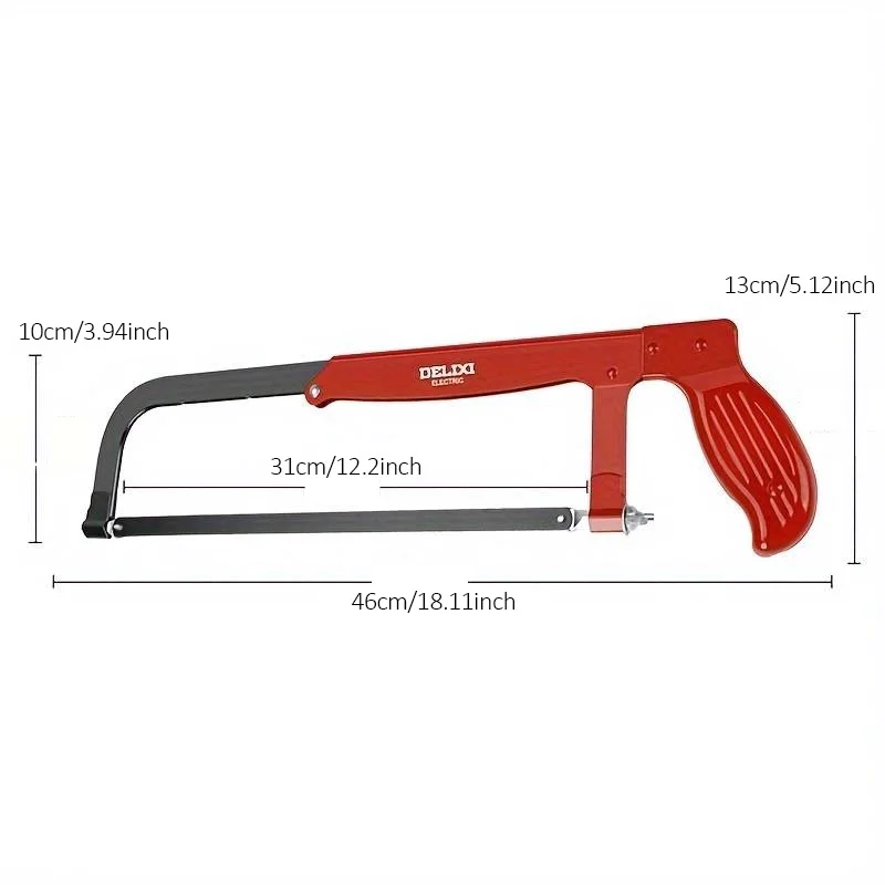 DELIXI ELECTRIC Hacksaw All-steel Heavy-duty Household Small Hand-held Saw,Adjustable Spacing,for Metal,Pipe,PVC,Wood Cutting - Image 2
