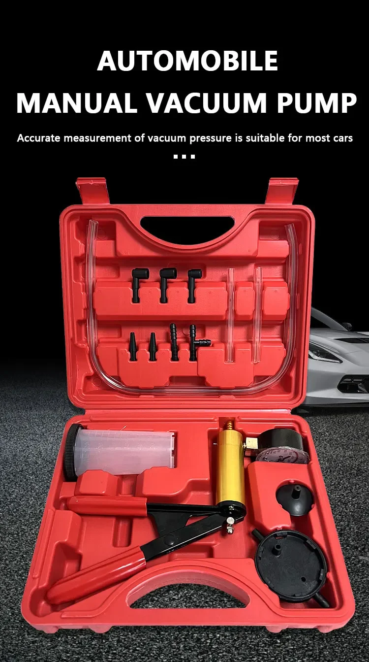 2 in 1 Manual Vacuum Pressure Pump Brake Fluid Drain Kit Vacuum Pistol Pump Tester Kit Portable Durable Aluminum Vacuum Gauge - Image 17