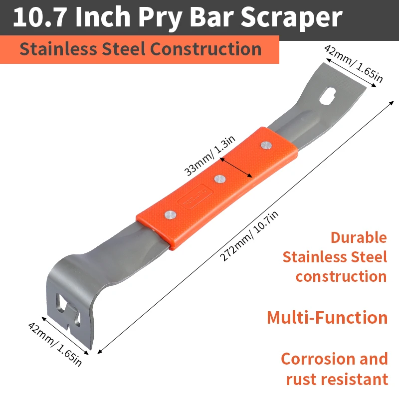 Pry Bar Stainless Steel Nut Crowbar with M4-M6 Hexagon Socket and Wrench Angle Head Nail Puller for prying lifting pulling - Image 2