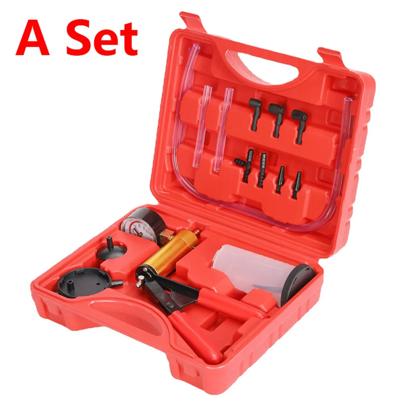 2 in 1 Manual Vacuum Pressure Pump Brake Fluid Drain Kit Vacuum Pistol Pump Tester Kit Portable Durable Aluminum Vacuum Gauge - Image 7